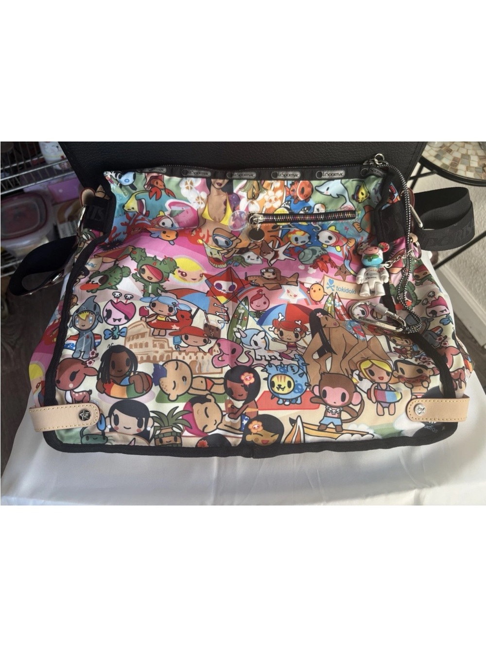 LeSportsac Multicolor Character Print Tote with Black Trim - Picture 3 of 8